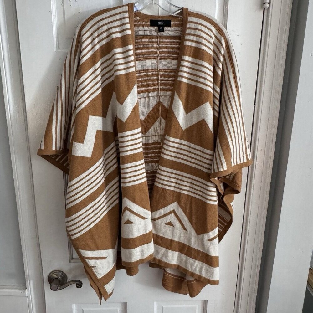 Mossimo Supply Co. Camel and Cream Aztec Open Front Poncho Sweater